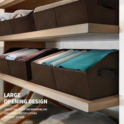 Homsorout Trapezoid Closet Storage Bins - Large Fabric Baskets for Organizing, Storage Baskets for Shelves, Cube Organizer Bins for Home, Closet, Dorm, 6 Pack, Brown - Image 3