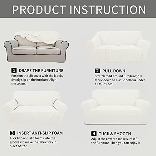 Easy-Going Stretch Couch Covers for Sofa Washable Large Cream - Image 6
