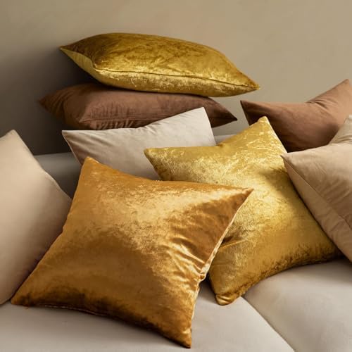 MIULEE 28x28 Inch Pack of 2 Euro Velvet Throw Pillow Covers Golden - Image 4