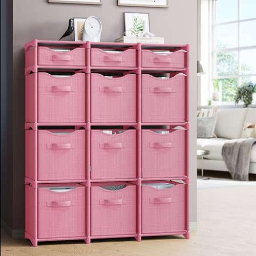 Cube Storage Organizer with Storage Bins Included - The Perfect Closet Organizers and Storage Solution. Includes 12 Storage Cubes, Great For Toy Storage, Closet Storage, Clothes Storage (Pink) - Image 6