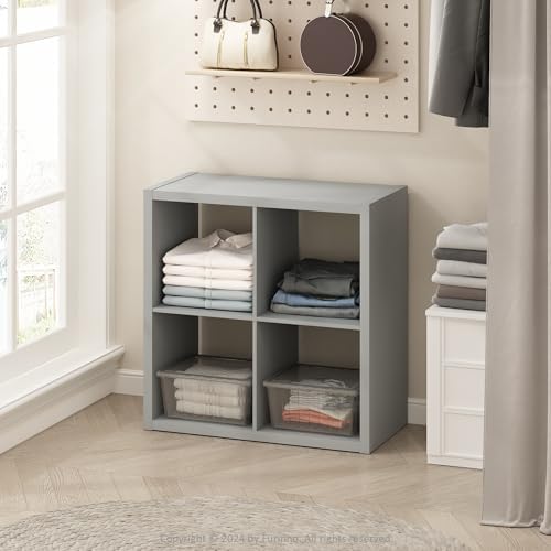 Furinno Cubic Extra Thick 4-Cube Closet Organizers and Storage, Light Grey by Furinno-FitsYourSpaceFitsYourBudget
