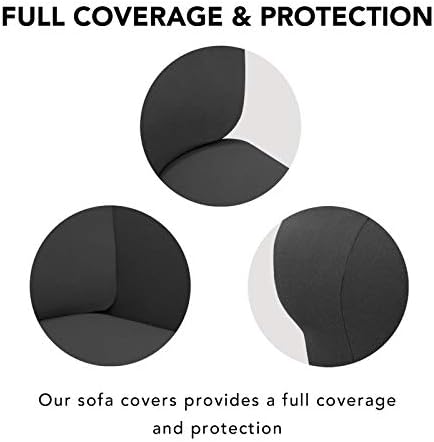 PureFit Stretch Couch Covers for Sofa 4 Seater Slipcovers Dark Gray - Image 3