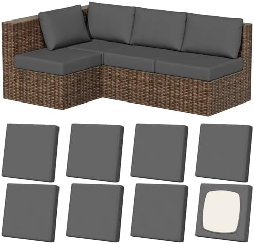 8Pcs Outdoor Cushion Covers, Stretch Patio Furniture Couch Chair Slipcovers by VORSHAPE