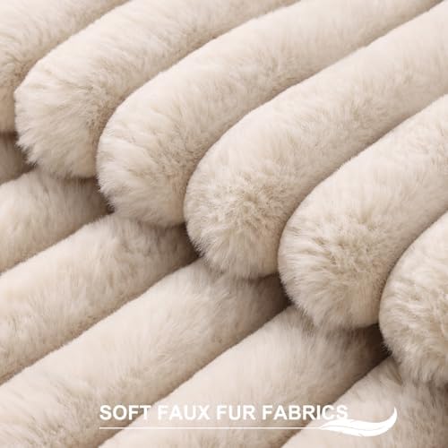 Pallene Faux Fur Decorative Throw Pillow Covers 24x24 Set of 2, Apricot - Image 2