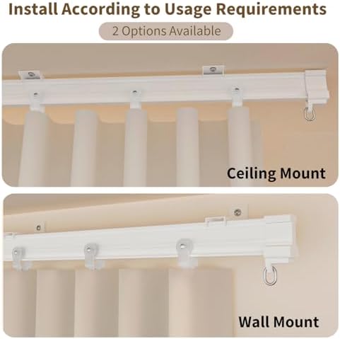 Ceiling Mount Room Divider Curtains,Track Sets for Room Separation,Beige - Image 5