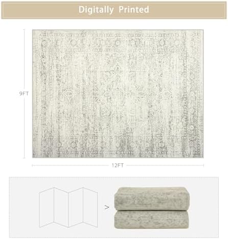 Washable Rugs 9x12 Area Rug for Living Room,Bedroom,Dining Room-Beige Green - Image 2