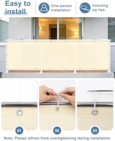 Balcony Privacy Screen Fence UV Protection, Customized 3'x45' Butter Cream - Image 5