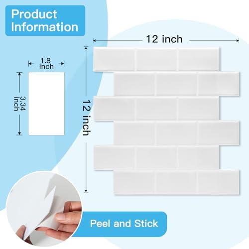 Art3d 10-Pack Subway Peel and Stick Backsplash, White Washed, 12 x 12 Inch - Image 6