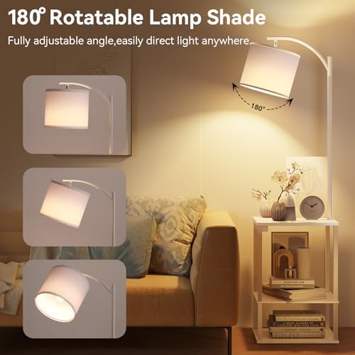 SUNMORY Floor Lamp with Table Shelves, End Side Table for Living Room - Image 5