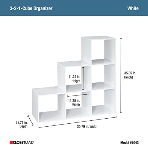 ClosetMaid Cubeicals 3-2-1 Cube Storage Shelf Organizer Bookshelf, 3 Tier, Steps, Corner Unit, Easy Assembly, Wood, White Finish - Image 3