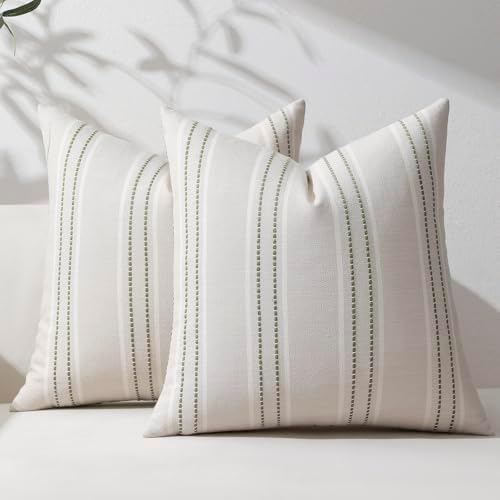 Hckot Stripe Throw Pillow Covers 26x26 Large Square Green Pillow Cover by Hckot