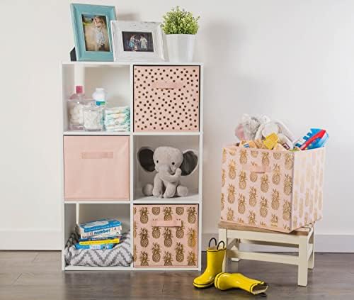 DII Woven Polyester Storage Bin, Polka Dot, Pink & Gold, Small Set of 4 - Image 4