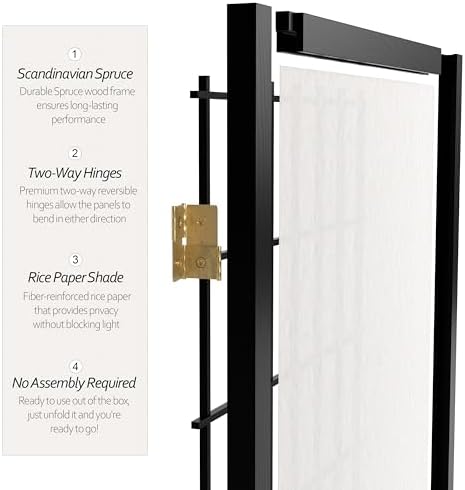 Red Lantern 7 ft. Tall Window Pane Shoji Screen - Black - 8 Panels - Image 4