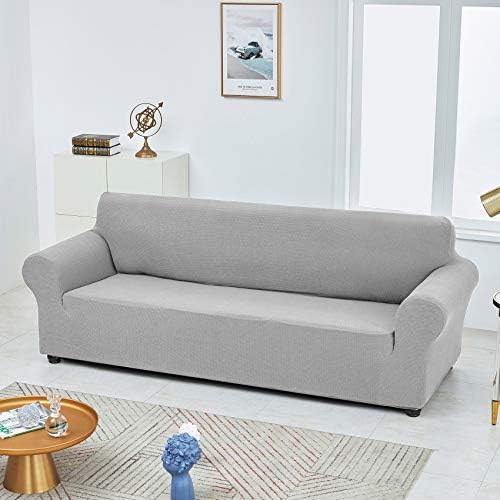 Joccun Stretch Loveseat Couch Cover Slipcover, 1-Piece Sofa Cover for 2 Cushion Couch Spandex Jacquard Washable Furniture Protector Cover for Living Room,Kids,Pets（Loveseat,Silver） - Image 4