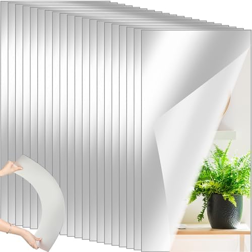 Queekay 30 Pcs Mirror Tiles 12" X 24", 2mm Acrylic Self Adhesive Sheets by Queekay