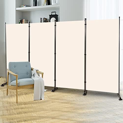 Room Divider 4 Panel Folding Privacy Screen, Round Pad Design Wall Divider by HOMSCREENER