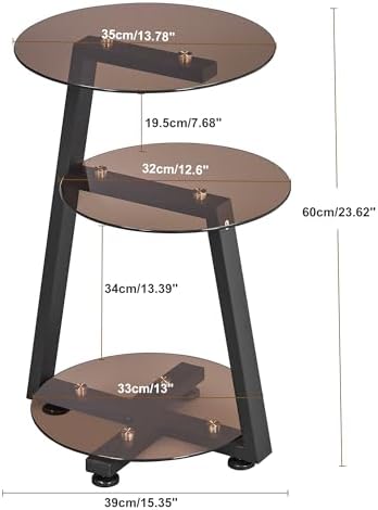 BEWISHOME Small Round Side Table, End Table with Storage Shelves, Tawny - Image 3