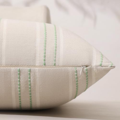 Hckot Stripe Throw Pillow Covers 20x20 Set of 2 Light Green Pillow Covers - Image 4