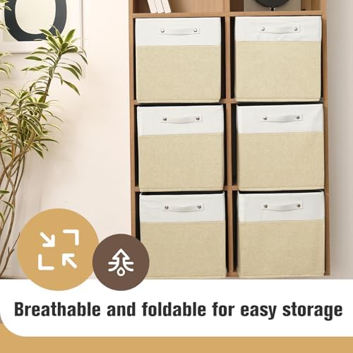 FinishingBo 13x13x13 Storage Cube Bins 4 Pack, Cube Shelf Baskets - Image 2