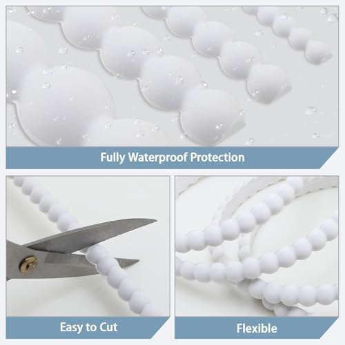 118" x 0.59" Unfinished White Decorative Bead Molding Trim, Flexible Paintable DIY Peel & Stick Wall Moulding for Home Decoration, Bathroom Mirror Frame, Cabinet, Backsplash Tile - Image 3