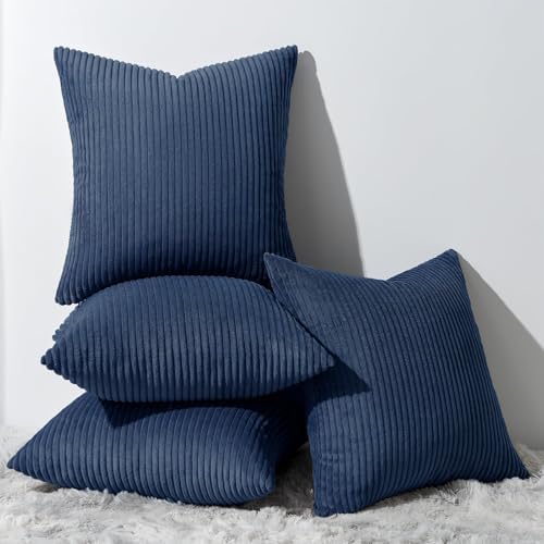Topfinel Decorative Blue Throw Pillow Covers Cushion Cases, Set of 4 Soft Velvet Modern Double-Sided Designs, Mix and Match for Home Decor, Pillow Inserts Not Included (20x20 inch) by Topfinel
