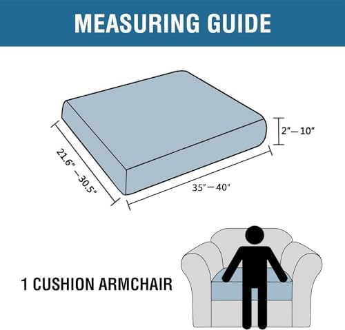 H.VERSAILTEX Super Stretch Individual Seat Cushion Covers Armchair Sofa Covers Couch Cushion Covers Slipcover Sets Thick Jacquard Textured Twill Fabric (1 Piece Chair Cushion Cover, Porcelain White) - Image 3