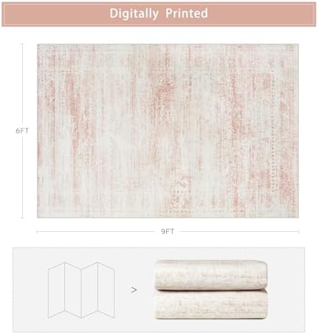 Pink Washable Rugs 6x9 Area Rugs for Living Room,Bedroom,Nursery,Carpet - Image 2