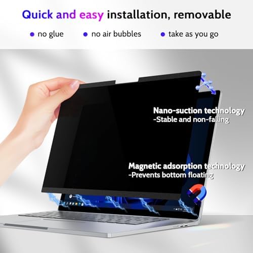 Peslv Magnetic Privacy Screen for Surface Book 3/2/1 13.5 Inch, Removable Anti Blue Light Glare Filter, Black Security Private Apy Block Protector - Image 2
