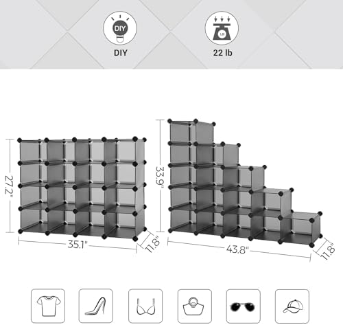 SONGMICS Shoe Rack, 16 Cubes Plastic Shoe Storage Organizer - Image 3