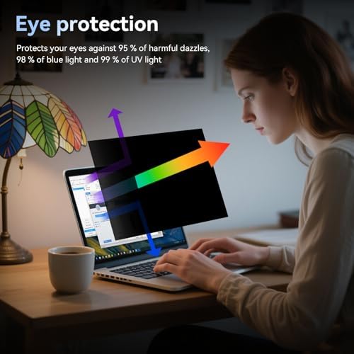 360° Laptop Privacy Screen 14 Inch for 16:9 Computer, 14" Monitor 4 Way Privacy Anti Glare Protector Blue Light Filter Shield Film Compatible with Lenovo/Hp/Dell/Acer/Asus/Thinkpad/Envy/Toshiba - Image 4