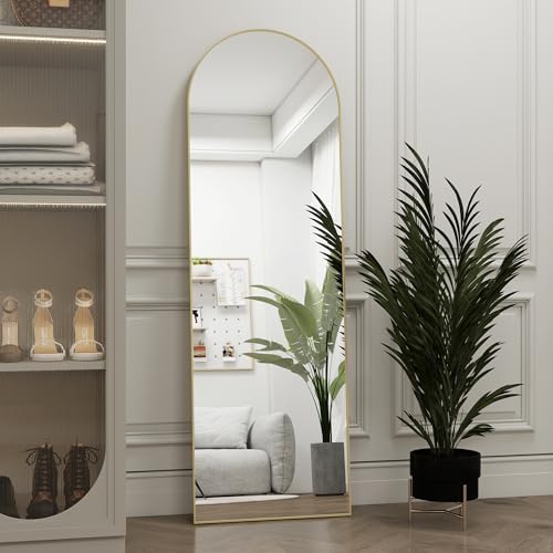 48"x 14" Arched Full Length Door Mirror, Full Body Mirror, Gold - Image 4