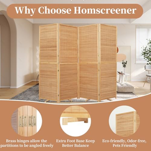 Room Divider Folding Privacy Screens,Hand-Made Natural Bamboo Room Dividers - Image 3