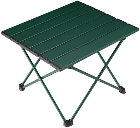 Tesouro Portable Camping Table,Folding Side Table Aluminum Top for Outdoor Cooking, Hiking, Travel, Picnic (Blackish Green-Medium) by Tesouro
