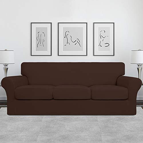 Easy-Going 4 Pieces Stretch Sofa Cover for 3 Cushion Couch Washable - Image 2