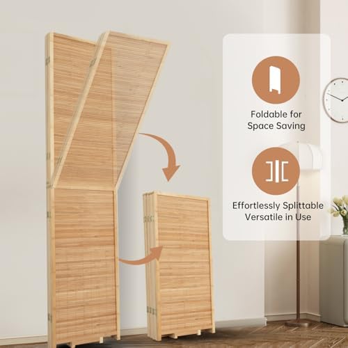 Room Divider Folding Privacy Screens,Hand-Made Natural Bamboo Room Dividers - Image 4