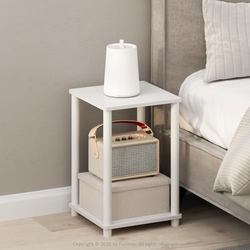 Furinno Turn-N-Tube Toolless 2-Tier Open Shelf Night Stand, White - Image 2
