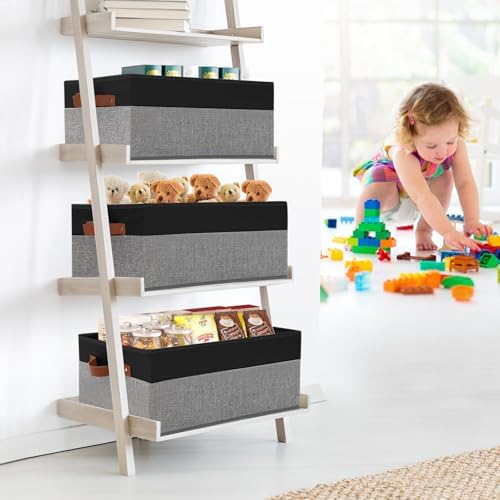 3 Pack Large Capacity Storage Bins Closet Organizer for Shelves - Image 2