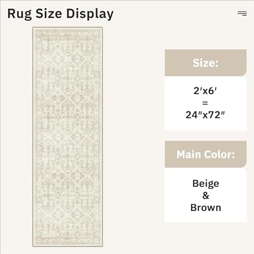 Soalmost Runner Rug 2x6 Washable Kitchen Hallway Runners Beige/Brown - Image 5