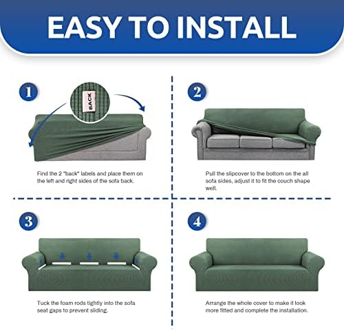 KEKUOU Stretch Chair Sofa Slipcover, Single Couch Cover,Greyish Green - Image 6
