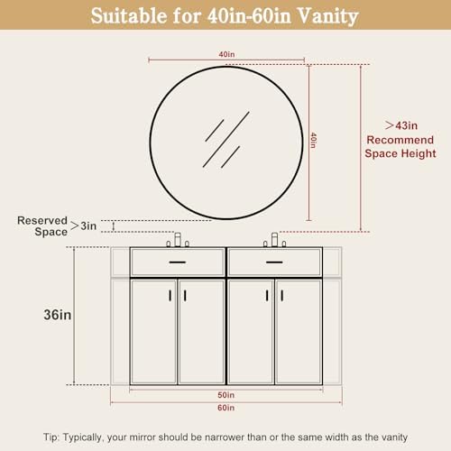 WallBeyond Round Wood Mirror, 40" Round Modern Decoration Large Circle Wall Mirror for Bathroom Living Room Bedroom Entryway, Natural - Image 4
