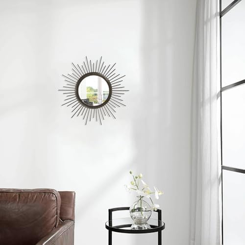 Sunburst Spoked Mirrors for Wall Boho Home Round Wall Art Mirror Classic Metal Modern Hanging Mirror Living Room Hallway Bathroom Bedroom Office Vanity Entryway - Image 4