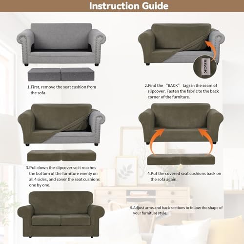 WEERRW Velvet Stretch 3 Pieces Couch Cover for Sofa Washable, Light Brown - Image 6