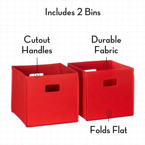 RiverRidge Folding Storage Bins - 2-pack of 10in Tall Red Cubes - Image 4
