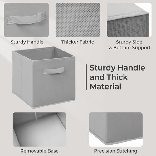 11 Inch Fabric Storage Cubes, Sturdy Foldable Storage Bins, Heavy Duty Cube Organizer for Clothes, Blankets, Shelves, Closets, Bedroom, Living Room, Gray, 10 Pack - Image 3