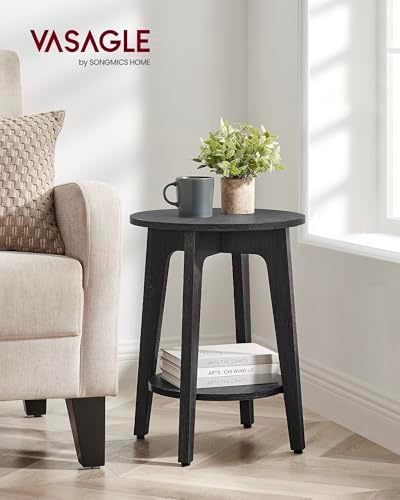 VASAGLE Round Side Table with Lower Shelf, End Table for Small Spaces - Image 2