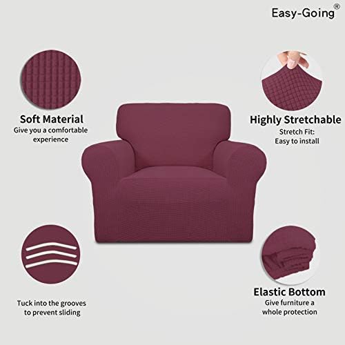 Easy-Going Stretch Chair Slipcover with Arm Washable ASH Rose - Image 3
