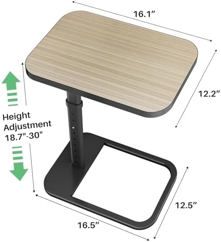 Kitstorack Upgraded TV Tray Table with Panel Lock, Adjustable Height & 90° Flip-Over Design, Sofa Arm End Side Table for Eating, Dinner, Snack, Laptop, Couch, Bed, Chair or Small Spaces, Gray - Image 2