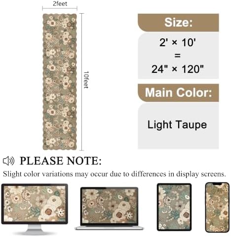 DUKINO 2x10 Runner Rug for Hallway, Washable Kitchen Rugs, Light Taupe - Image 2