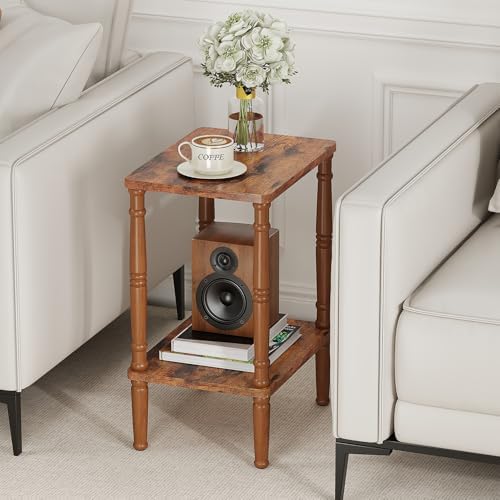 LUCKNOCK Small Side Table for Small Spaces, Vintage End Table, Narrow Couch Side Table with Storage, Skinny Nightstand Bedside Table for Bedroom, Living Room, Farmhouse, No-Tool Assembly, Rustic Brown - Image 7