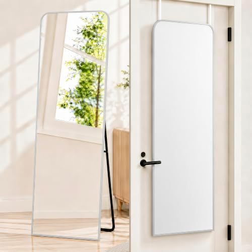 57x20" Full Length Mirror Floor Stand,Over the Door,Wall Mounted Silver by SCWF-GZ